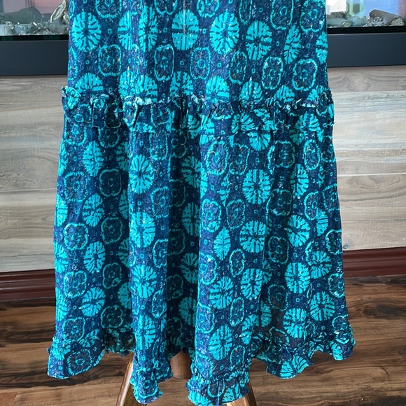 One Season long blue dress with flowers motifs. Size S - Picture 6 of 8